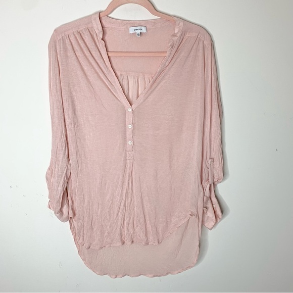 Aritzia Babaton Women's Top Julien Blouse V-neck 3/4 length sleeve Pink Size XS - Picture 5 of 15